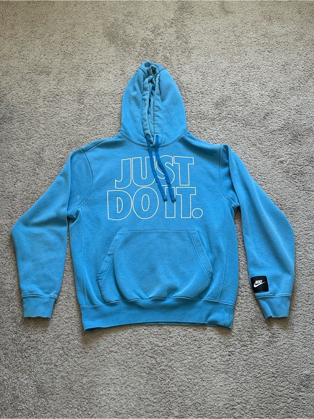 Y2k style Nike Turquoise Blue "JUST DO IT." Pullover Hoodie